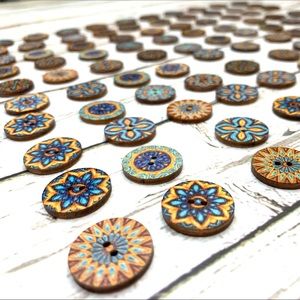 Beautiful Bohemian Natural  Wooden 25mm Buttons, SET OF 25